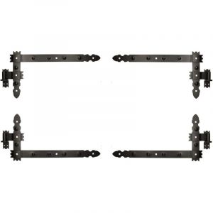 Kotarbau - Penture Équerre 800 x 300 mm avec Gond 2 Paires Charnière d'Angle Charnière de Porte Charnière de Fenêtre Noire Enduite de Poudre