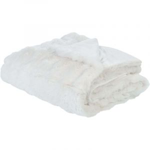 Couvre-lit Couverture Douce Moderne 200 x 220 cm Fausse Fourrure Polyester Blanc Salka