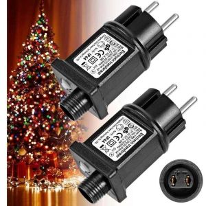 2 Pi&egrave;ce Transformateur 31V 6W LED d'Alimentation, Adaptateur Pilote Basse Tension Clignoteur IP44 avec 8 Modes, Minuterie et fonction M&eacute;moire pour