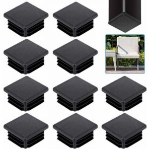 20 PCS Bouchon pour Tuyau Carr&eacute; 30X30mm Embout Tube Carr&eacute; Noir Bouchon Plastique pour Tube Carr&eacute; Embout &agrave; Lamelles Carr&eacute; Tube de Chaise Solide Embout