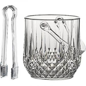 Seau &agrave; glace en acrylique &eacute;pais avec pince et poign&eacute;e de transport, pour gla&ccedil;ons, bouteilles de bi&egrave;re et de champagne