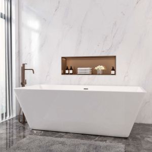 Oc&eacute;an Baignoire &icirc;lot rectangulaire 1500x720x560mm, blanc brillant, en acrylique, avec vidage trop-plein