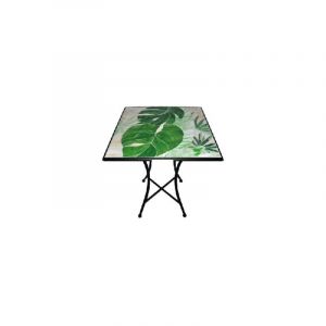 Marca - Décojardin Costatica en acier avec décoration en céramique 60x60xh75 cm