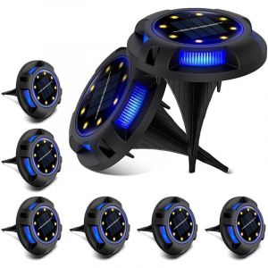 Lumière Solaire Extérieur, 8 pack 8LED Luminaire Jardin Au Sol Eclairage IP67 Lampe Solaire Spot Encastrable Pour Chemin Terrasse Cour Souterraine