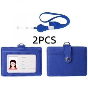 Basetbl - Porte Badge,Porte-badge d'identité,porte-cartes de travail horizontaux en cuir,étiquette de nom,avec cordon rétractable,pour bureau
