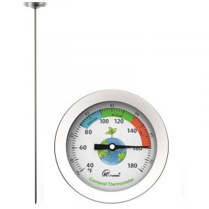 Thermom&egrave;tre &agrave; compost &ndash; Thermom&egrave;tre &agrave; cadran en acier inoxydable pour compostage maison et jardin &ndash; Diam&egrave;tre 54 mm Cadran C & F, sonde de temp&eacute;rature