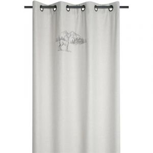 Lovely Casa - Rideau cerf esprit chalet - Effet laine brod&eacute; Naturel 135x260 cm