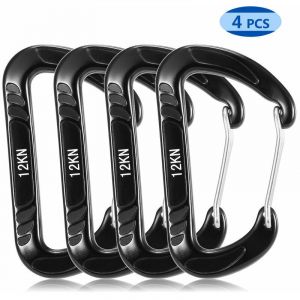 Mousqueton 4 pi&egrave;ces 12KN Wiregate mousqueton sans accroc mousqueton en acier pince &agrave; ressort l&eacute;ger hamac balanoire pince &eacute;quipement - Barri&egrave;re filaire