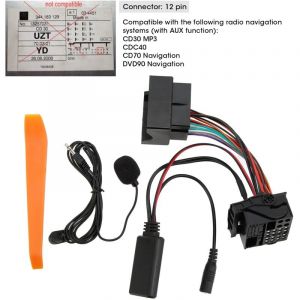Eosnow - Adaptateur Bluetooth 5.0 aux in, remplacement de microphone mains libres &agrave; 12 broches pour opel CD30 Mp3 CDC40 CD70 DVD90
