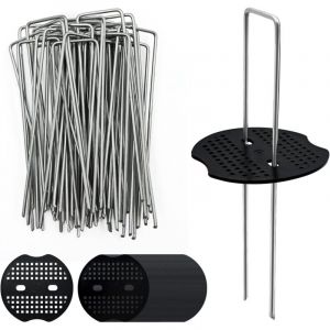 Dpzo - jamais UTILISÉ]40 Piquet de Fixation Toile de Paillage avec 40 Rondelles Sardine, 15 cm Piquets de Jardin en u en Acier Galvanisé, Agrafe