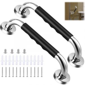 Lot de 2 poign&eacute;es de baignoire, barre d'appui antid&eacute;rapante pour salle de bain de 33 cm, barre d'appui murale en acier inoxydable, poign&eacute;e de douche
