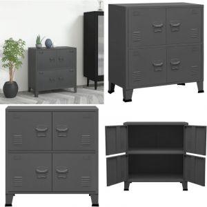 Vidaxl - Coffre de rangement industriel Anthracite 75x40x80 cm Acier - coffre de rangement - coffres de rangement - Home & Living - Anthracite