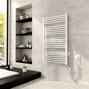 Blanc s&egrave;che serviettes &Eacute;lectrique 100x60cm, 500W radiateur S&egrave;che-serviette &eacute;lectrique, avec lcd &eacute;cran chauff&eacute; &eacute;l&eacute;ment - Meykoers