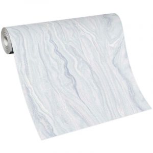 Papier peint bois us&eacute; gris et bleu salle de bain Tapisserie imitation bois gris salle de bain Papier peint moderne cuisine & salon