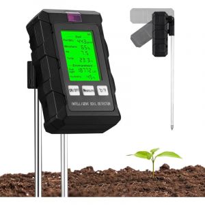 Testeur de pH du Sol 6 en 1, humidim&egrave;tre Plantes avec fertilit&eacute; du Sol/humidit&eacute;/pH/temp&eacute;rature/lumi&egrave;re Solaire/humidit&eacute; ambiante, avec &eacute;cran lcd,