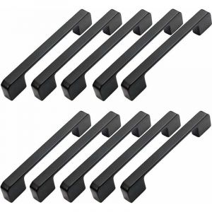 10pcs Poign&eacute;e Meuble Entraxe 128mm-Poign&eacute;e Porte Cuisine Noire Poignee Barre Meuble Poignee De Cuisine Noire 128mm