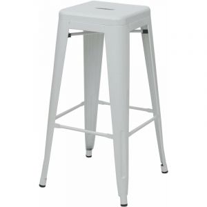 Tabouret de bar design industriel en métal empilable blanc 040005254