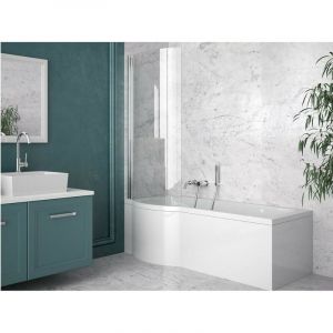 Otitec - Baignoire bain douche droit avec pare de baignoire+ tablier de baignoire blanc inspiro 170x70