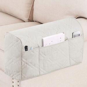 Lot de 2 organiseurs blancs pour table de chevet, housse de canap&eacute; et de chaise, sac de rangement pour accoudoir suspendu pour lit/canap&eacute;