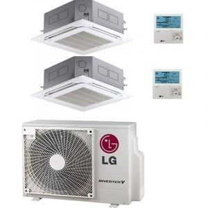 Climatiseur cassette LG 4 voies R32 Dual Split Inverter 9000 + 9000 BTU avec U.E. MU3R19 NOUVEAU Classe A+++/A++