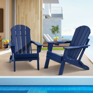 VEVOR Chaise Adirondack Plastique, Lot de 2, Fauteuil Jardin Pliant Portable, Charge 181,4 kg, avec Porte-Gobelet, Accoudoir Relaxant, pour Toutes