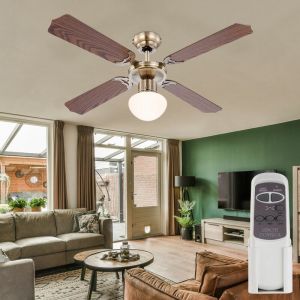 Etc-shop - Ventilateur de plafond avec interrupteur à tirette Lampe de ventilateur Plafond Ventilateur à 3 vitesses avec télécommande Plafonnier,