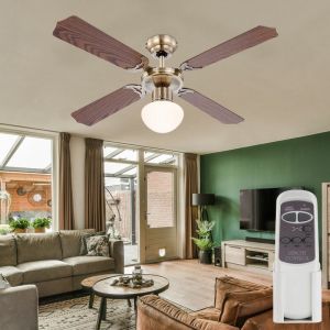 Ventilateur de plafond avec interrupteur à tirette Lampe pour ventilateur de plafond Ventilateur à 3 vitesses avec télécommande Plafonnier,