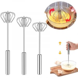 3 Pi&egrave;ces De Fouet,Multifonction, Semi-Automatique, Ca Fouet En Acier Inoxydable, Milchklopfer, Tournant Le K&uuml;chenger&auml;teschl&auml;ger
