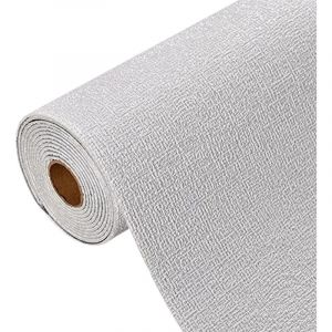 Papier peint adh&eacute;sif amovible en PVC, 50 cm x 2.8 m, effet 3D, pour chambre, cuisine ou bureau, blanc lin