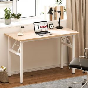 Soges - Petite Table Pliante、Bureau d'angle pour Bureau &agrave; Domicile,120x60x75cm,Pink Oak