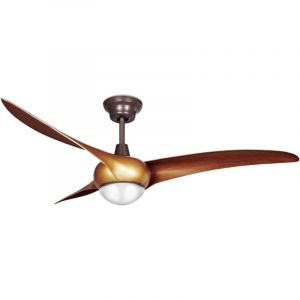 Forlight - Helix Ventilador de Techo Silencioso con Luz led. 5 Velocidades, Programable. Giro Inverso. Acero Marr&oacute;n Madera