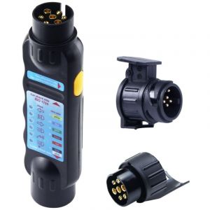 Testeur Remorque 7 Broches, Testeur Prise Remorque 7 Broches, 12V Testeur Feux Remorque C&acirc;ble C&acirc;blage Circuit Outils de Diagnostic, pour Caravan RV