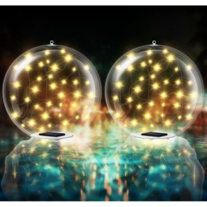 Lampe solaire flottante pour piscine, lumi&egrave;re chaude, boule transparente avec t&eacute;l&eacute;commande, luminaire d&eacute;coratif de jardin (lumi&egrave;re chaude)