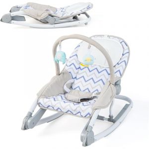Goplus - Transat Bebe Pliable 2 en 1, Transat Évolutif Siège Sauteur avec Dossier Réglable à 3 Niveaux, Coussin et Barre de Jouets Amovible, Ceinture