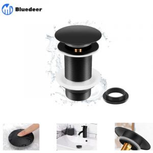 Bluedeer - Bonde Pop Up Noire pour Lavabo – Sans Trop-Plein, Universelle, Automatique pour Vasque à Poser ( )