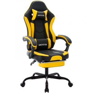 Eifson - Chaise gaming, Fauteuil gamer, avec repose-pieds, soutien lombaire, appui-tête, ergonomique, pu, accoudoirs 3D, angle réglable de 90° à 135°