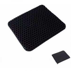 Coussin de Si&egrave;ge en Gel, Coussin de Gel Respirant avec Housse Antid&eacute;rapant pour Voiture/Bureau/Fauteuil Roulant-Noir