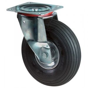 Bs Rollen - bs Roulettes Roulette pivotante avec plaque de fixation en caoutchouc Roulette pneumatique Roulements à rouleaux 260 mm 200 kg