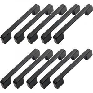 Tuserxln - 10pcs Poignée Meuble Entraxe 96mm-Poignée Porte Cuisine Noire Poignee Barre Meuble Poignee De Cuisine Noire 96mm