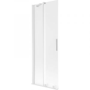Mexen - Velar pare-douche de baignoire coulissant &agrave; 2 vantaux 70 x 150 cm, givr&eacute;, blanc - 896-070-000-31-20