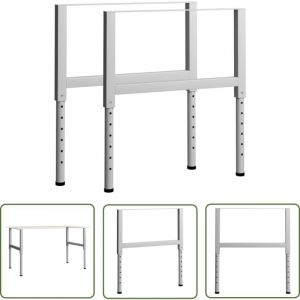 The Living Store - Cadres d'établi réglables 2 pcs Métal 85x(69-95,5) cm Gris - Cadre De Table - Pied De Table - Table Ajustable - Table Industrielle