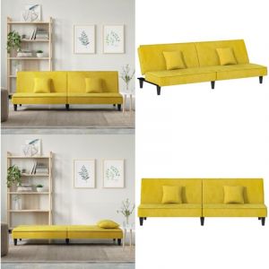 Canapé-lit jaune Velours - Canapé Convertible - Canapé Lit - Canapé Velours - Canapé Design - Meuble Salon - Home & Living