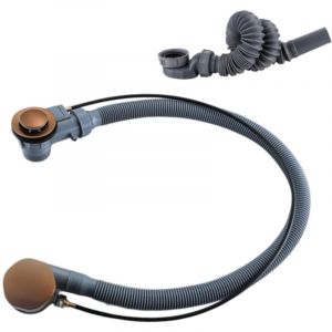 FugaFlow Eccelente Acces Ensemble de vidage de baignoire - commande rotative - Cuivre bross&eacute; PVD (Cuivre)