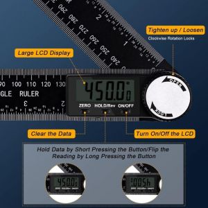 Linghhang - Détecteur D'angle Numérique, Règle D'angle D'outil de Mesure D'angle de Rapporteur D'inclinomètre Numérique avec écran lcd pour la