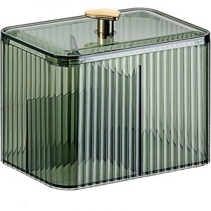 Vert)Bo&icirc;te &agrave; Coton Tige avec Couvercle, Bo&icirc;te Rangement Cotons pour Salle de Bain, Chambre &agrave; Coucher, Organiseur de Maquillage pour Boules de Coton