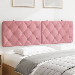 Coussin de t&ecirc;te de lit rose 160 cm velours