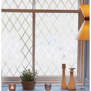 Film D&eacute;poli pour Vitre &agrave; Treillis Transparent, Film de Vitrage D&eacute;poli R&eacute;positionnable, Film D&eacute;coratif pour Vitre, Film Intimit&eacute; &Eacute;lectrostatique