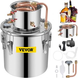 VEVOR Distillateur Alambic 11,4 L Chaudiere a Spiritueux en Inox Alimentaire Distillateur deAlcool et d&rsquo;Eau avec Pompe Baril de Condensation Kit de