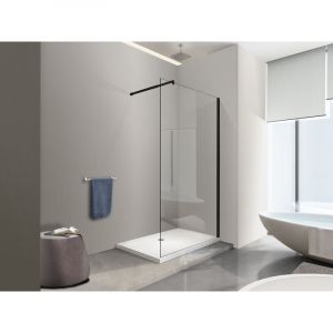 Nala - Paroi de douche à l'italienne de 8 mm avec cadre et bras Noir h.200 transparent CM.78-80