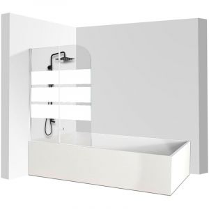 Pare-baignoire pivotant Paroi de douche sanitaire pour paroi de baignoire 6mm Nano Repliable glass 2 parties 100x140cm blanc